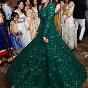 Green bridal gown